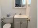 Functional bathroom with a clean white vanity, toilet, and essential fixtures in a compact space at 9240 E Girard Ave # 1, Denver, CO 80231
