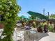 Relaxing patio area with outdoor furniture and shade umbrellas, perfect for outdoor entertaining at 1594 S Locust St, Denver, CO 80224