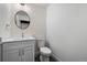 Chic powder room featuring a modern vanity and stylish fixtures at 5292 Columbine Ln, Denver, CO 80221