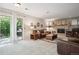 Cozy living room with a fireplace, comfortable seating, and a sliding door to the backyard at 6360 S Kendall St, Littleton, CO 80123