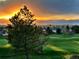 Beautiful golf course view with mature tree, and sunset over the mountains at 2035 Buchanan Pt, Lafayette, CO 80026