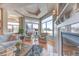 Bright living room featuring a fireplace, hardwood floors, and a wall of windows at 2035 Buchanan Pt, Lafayette, CO 80026