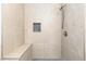 Tile shower with bench and shower head at 2888 S Fundy St, Aurora, CO 80013