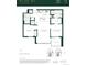Floor plan showing a two bedroom unit, with interior square footage at 525 18Th St # 1303, Denver, CO 80202