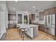 Modern kitchen with a large island, stainless steel appliances, and stylish backsplash, perfect for cooking and entertaining at 21345 E 59Th Dr, Aurora, CO 80019