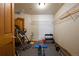 Finished basement featuring exercise equipment and ample storage space at 3891 Windchant Cir, Castle Rock, CO 80104