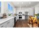 Sunlit kitchen featuring stainless steel appliances, modern cabinets, and hardwood flooring at 7856 W 43Rd Pl, Wheat Ridge, CO 80033