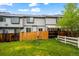 View of the backyard with a wooden fence and grassy area, perfect for outdoor activities at 2002 E 102Nd Cir, Thornton, CO 80229