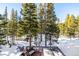 Deck overlooking snowy landscape and pine trees at 381 Lake Rd, Idaho Springs, CO 80452