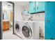 Well-equipped laundry room with washer, dryer, and ample storage space for convenience at 5987 W Ken Caryl Pl, Littleton, CO 80128