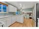 Bright kitchen with white cabinets, a large sink, and views into an adjacent living space at 15918 E Flora Pl, Aurora, CO 80013