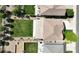 Overhead view of home's backyard, landscaping, and proximity to neighboring houses at 2198 Broadleaf Loop, Castle Rock, CO 80109