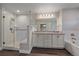 Bathroom boasts double sinks, granite countertop, shower and tub at 12255 Hazel Spruce Ct, Parker, CO 80134