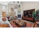 Great room featuring a fireplace, staircase, large windows, and comfortable seating at 35 Brookhaven Pl, Littleton, CO 80123