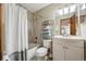Well-maintained bathroom with a shower-tub combination and updated vanity at 840 S Vance St # A, Lakewood, CO 80226