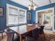 Cozy dining room featuring blue walls, a window, and a wooden table with chairs at 724 N Franklin St, Denver, CO 80218