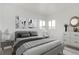 Bedroom boasts abundant natural light, neutral color palette, and stylish decor at 1225 S Xavier St, Denver, CO 80219