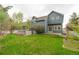 Spacious backyard featuring a well-maintained lawn and a charming garden area with wooden fence at 3186 Springmeadow Cir, Castle Rock, CO 80109