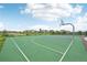 Outdoor basketball court with vibrant green surface and a basketball hoop and net at 12854 Clearview St, Firestone, CO 80504