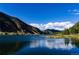 Scenic lake view reflecting blue sky and clouds, surrounded by lush green mountains at 2115 Hummingbird Way # 105, Georgetown, CO 80444