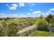 A backyard view with a rustic wooden fence and lush greenery under a bright, cloudy sky at 11558 Pine Hill Way, Parker, CO 80138