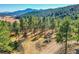 Scenic view of mountain landscape and lush forest with a dirt path at 24929 N Mountain Park Dr, Evergreen, CO 80439