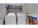 Laundry room with front loading washing machine and dryer and ample storage space at 16122 Emporia Way, Brighton, CO 80602