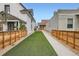 View of the property's backyard featuring artificial turf and modern fencing for privacy at 3643 Zuni St, Denver, CO 80211