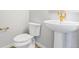 Half bathroom featuring a modern pedestal sink and toilet at 251 Washington St, Erie, CO 80516
