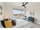 Light-filled bedroom boasts a large window and stylish decor and modern accents at 5367 W 14Th Ave, Lakewood, CO 80214