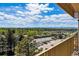 Enjoy scenic views of the city skyline and lush greenery from this condo balcony at 8060 E Girard Ave # 712, Denver, CO 80231