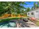 Backyard patio with seating area and hot tub at 1111 E Dartmouth Ave, Englewood, CO 80113