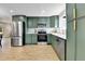 Modern kitchen with stainless steel appliances, custom cabinets, and stylish backsplash at 10431 Holland St, Broomfield, CO 80021