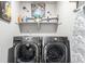 Laundry room with LG washer and dryer and functional shelving at 10 N Quantock St, Aurora, CO 80018