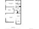 Floor plan showing layout with dimensions of primary bedroom, living room, kitchen, dining area, bathrooms, and laundry at 3400 S Eagle St # 104, Aurora, CO 80014