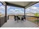 Covered deck with outdoor seating and a beautiful view of the surrounding neighborhood at 880 Mcmurdo Cir, Castle Rock, CO 80108