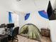 Bedroom featuring desk, tent and blue and violet decoration on the wall at 1748 Eagle St # B, Aurora, CO 80011