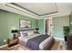 Comfortable bedroom with a tray ceiling, stylish decor, and ample natural light at 4899 S Dudley St # 15G, Littleton, CO 80123