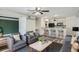 Inviting living room with a modern kitchen featuring a breakfast bar and sleek gray seating at 4899 S Dudley St # 15G, Littleton, CO 80123