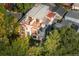Stunning aerial view of custom home with multiple decks and mature trees surrounding the property at 2034 Newton St, Denver, CO 80211