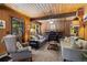 Cozy living room features wood-paneled walls, a brick fireplace, and comfortable seating at 91 Slalom Dr, Breckenridge, CO 80424
