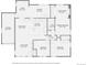Home floor plan featuring garage, laundry, bedrooms, bathrooms, living spaces, and kitchen with measurements at 1519 S Lowell Blvd, Denver, CO 80219