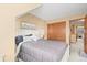 Bright bedroom featuring a spacious closet, neutral walls, and an ensuite bathroom at 10588 E Park Mtn, Littleton, CO 80127
