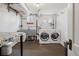 Functional laundry room equipped with washer, dryer, and utility sink at 2591 Albion St, Denver, CO 80207