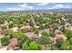 Aerial view of a residential neighborhood with tree-lined streets, well-maintained homes, and scenic surroundings at 13701 Yank Way, Arvada, CO 80004