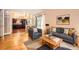 Open concept living area with hardwood floors and comfortable seating, adjacent to the kitchen at 2648 S Wadsworth Way, Lakewood, CO 80227