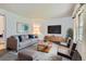 Bright living room with comfortable seating, modern decor, and a large screen TV at 2648 S Wadsworth Way, Lakewood, CO 80227
