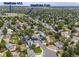 Aerial view of neighborhood with address annotation, nearby parks, and community features at 3193 W 134Th Cir, Broomfield, CO 80020