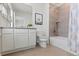 Modern bathroom with granite countertops, a bathtub-shower combination, and a neutral color scheme at 27596 E Jamison Cir, Aurora, CO 80016