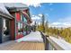 Spacious snow covered deck with mountain views at 1279 Estates Dr, Breckenridge, CO 80424